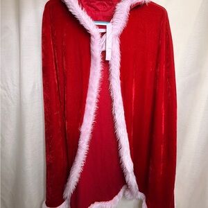 Red and White Hooded Cape * Read Description
